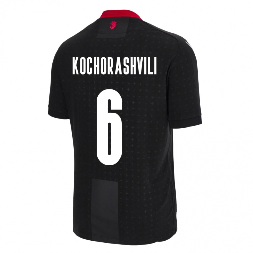 Niño Fútbol Camiseta Georgia Giorgi Kochorashvili #6 Negro 2ª Equipación 24-26