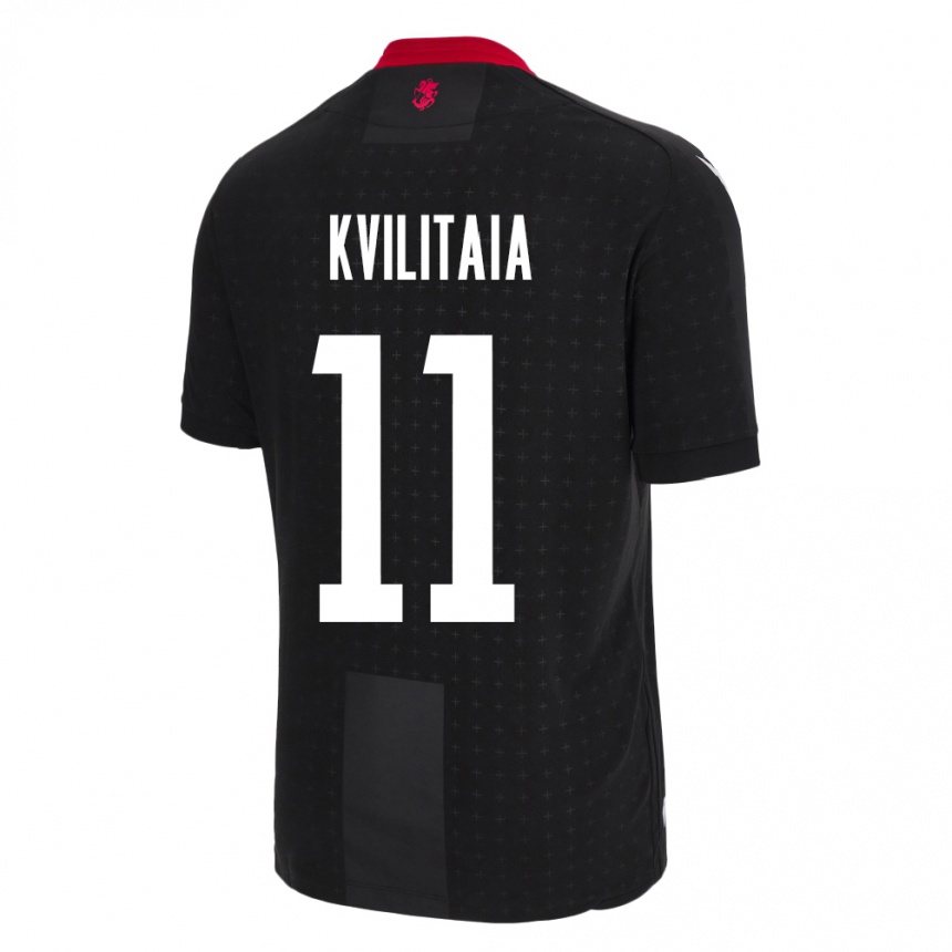 Niño Fútbol Camiseta Georgia Giorgi Kvilitaia #11 Negro 2ª Equipación 24-26