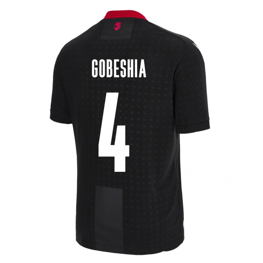 Niño Fútbol Camiseta Georgia Tengo Gobeshia #4 Negro 2ª Equipación 24-26