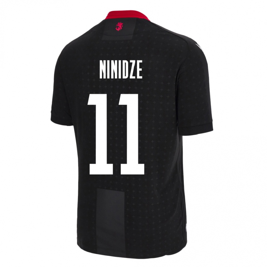 Niño Fútbol Camiseta Georgia Nikoloz Ninidze #11 Negro 2ª Equipación 24-26