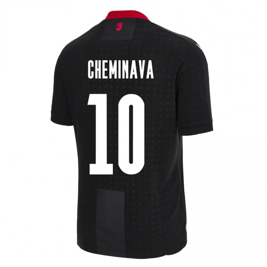 Niño Fútbol Camiseta Georgia Ana Cheminava #10 Negro 2ª Equipación 24-26