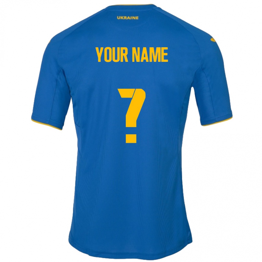 Niño Fútbol Camiseta Ucrania Su Nombre #0 Azul 2ª Equipación 24-26