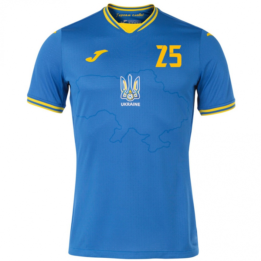 Niño Fútbol Camiseta Ucrania Vladyslav Vanat #25 Azul 2ª Equipación 24-26