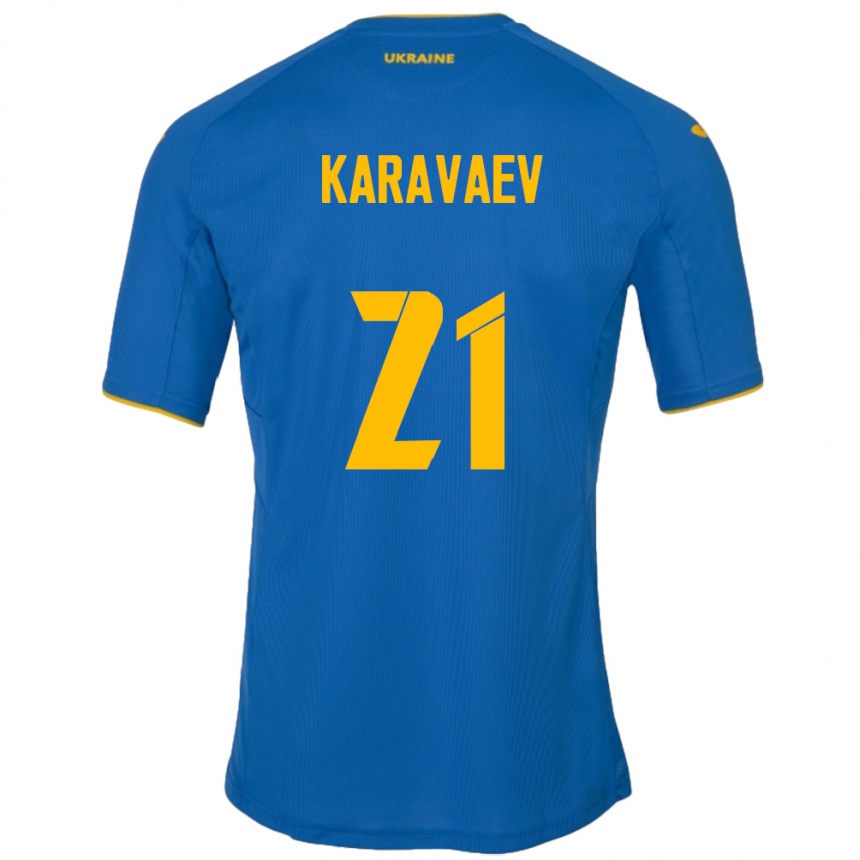 Niño Fútbol Camiseta Ucrania Oleksandr Karavaev #21 Azul 2ª Equipación 24-26