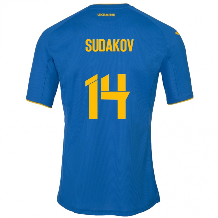 Niño Fútbol Camiseta Ucrania Georgiy Sudakov #14 Azul 2ª Equipación 24-26