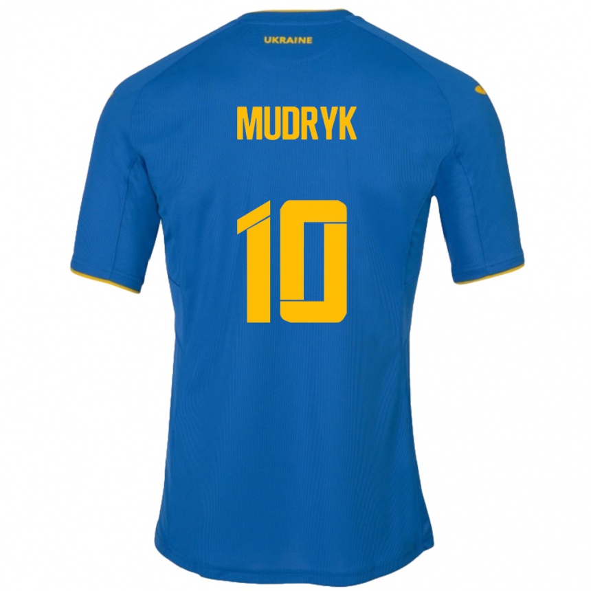 Niño Fútbol Camiseta Ucrania Mykhaylo Mudryk #10 Azul 2ª Equipación 24-26