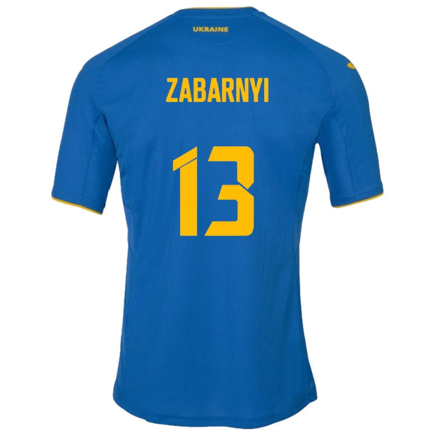 Niño Fútbol Camiseta Ucrania Ilya Zabarnyi #13 Azul 2ª Equipación 24-26