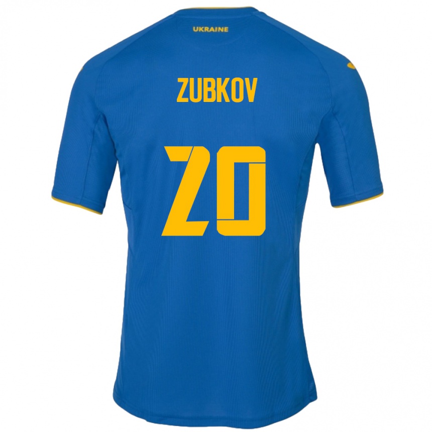 Niño Fútbol Camiseta Ucrania Oleksandr Zubkov #20 Azul 2ª Equipación 24-26