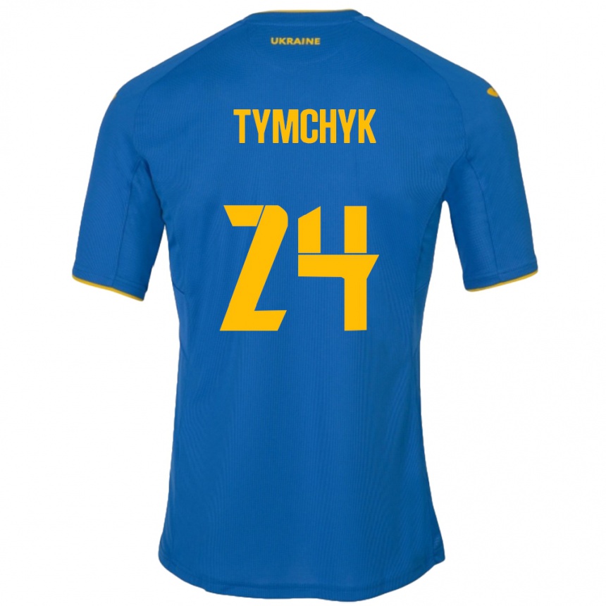 Niño Fútbol Camiseta Ucrania Oleksandr Tymchyk #24 Azul 2ª Equipación 24-26