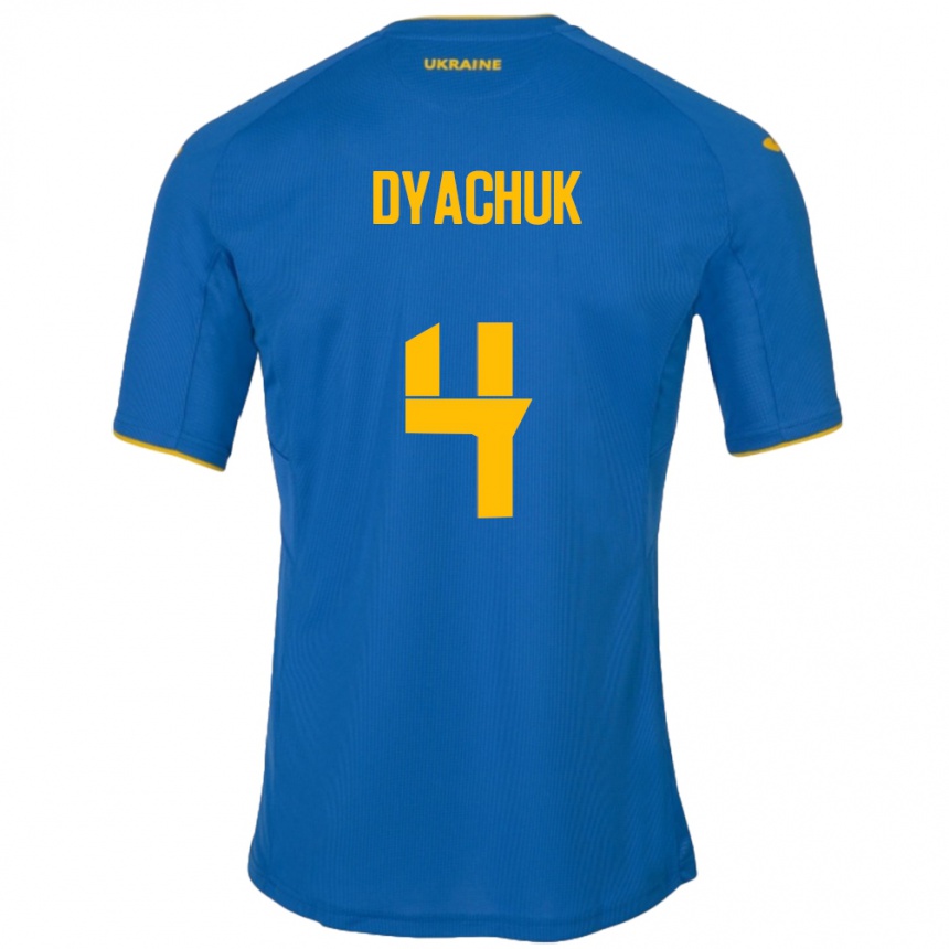 Niño Fútbol Camiseta Ucrania Maksym Dyachuk #4 Azul 2ª Equipación 24-26