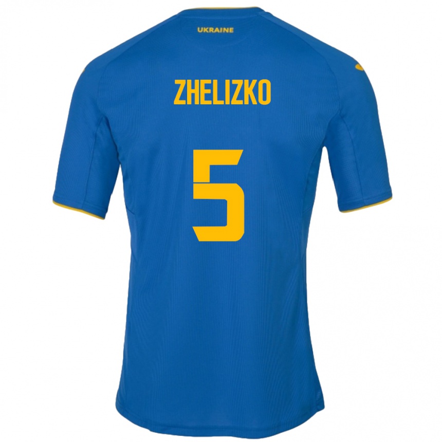 Niño Fútbol Camiseta Ucrania Ivan Zhelizko #5 Azul 2ª Equipación 24-26