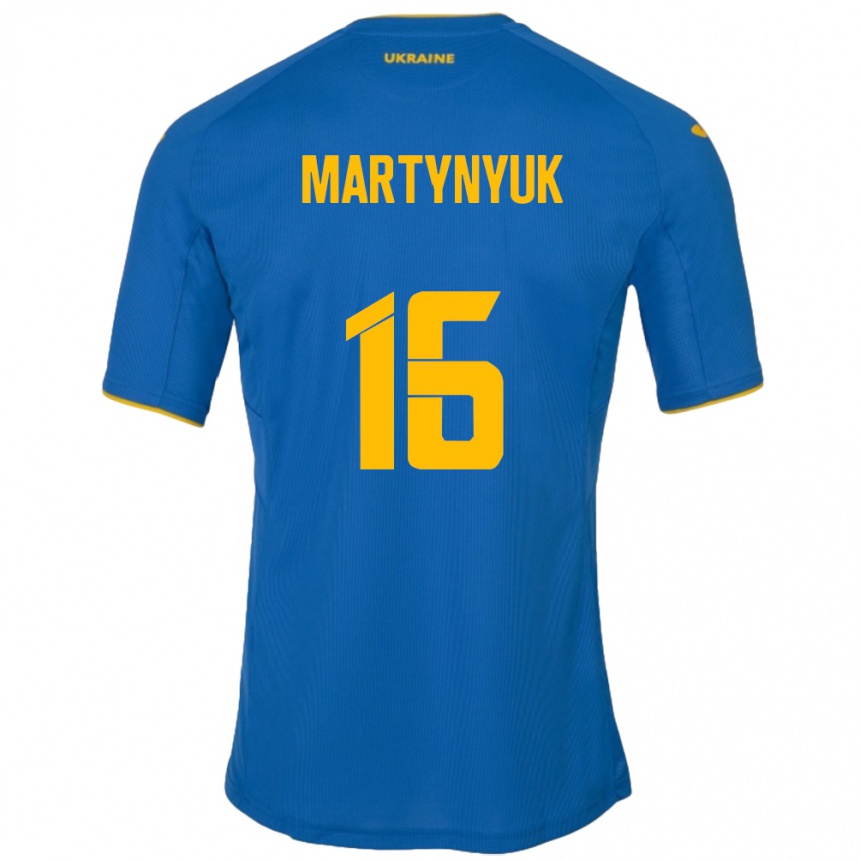 Niño Fútbol Camiseta Ucrania Oleksandr Martynyuk #16 Azul 2ª Equipación 24-26