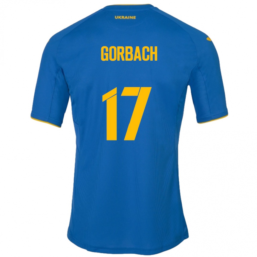 Niño Fútbol Camiseta Ucrania Igor Gorbach #17 Azul 2ª Equipación 24-26