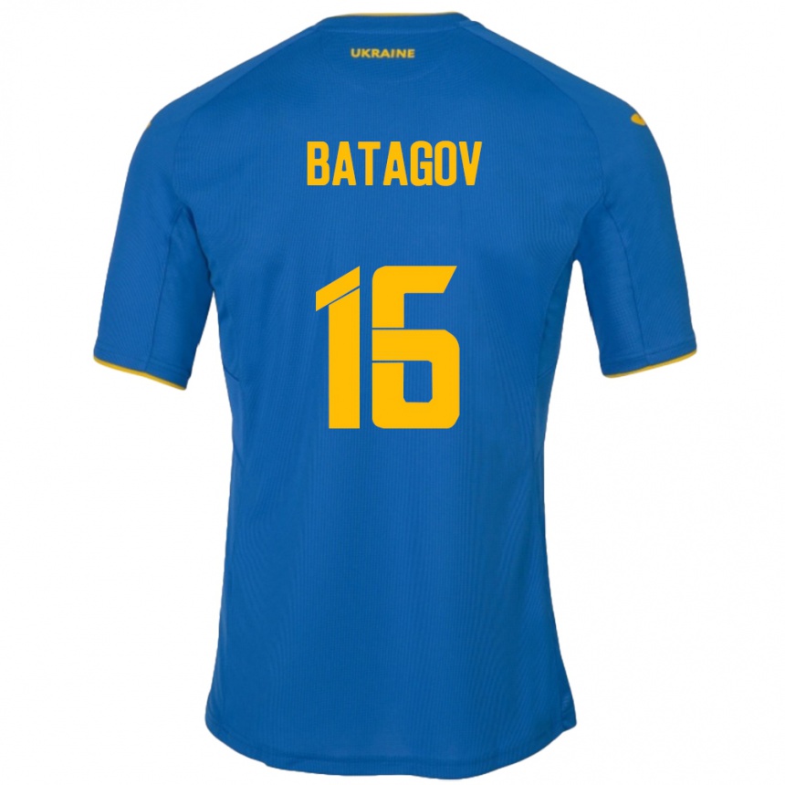 Niño Fútbol Camiseta Ucrania Arseniy Batagov #16 Azul 2ª Equipación 24-26