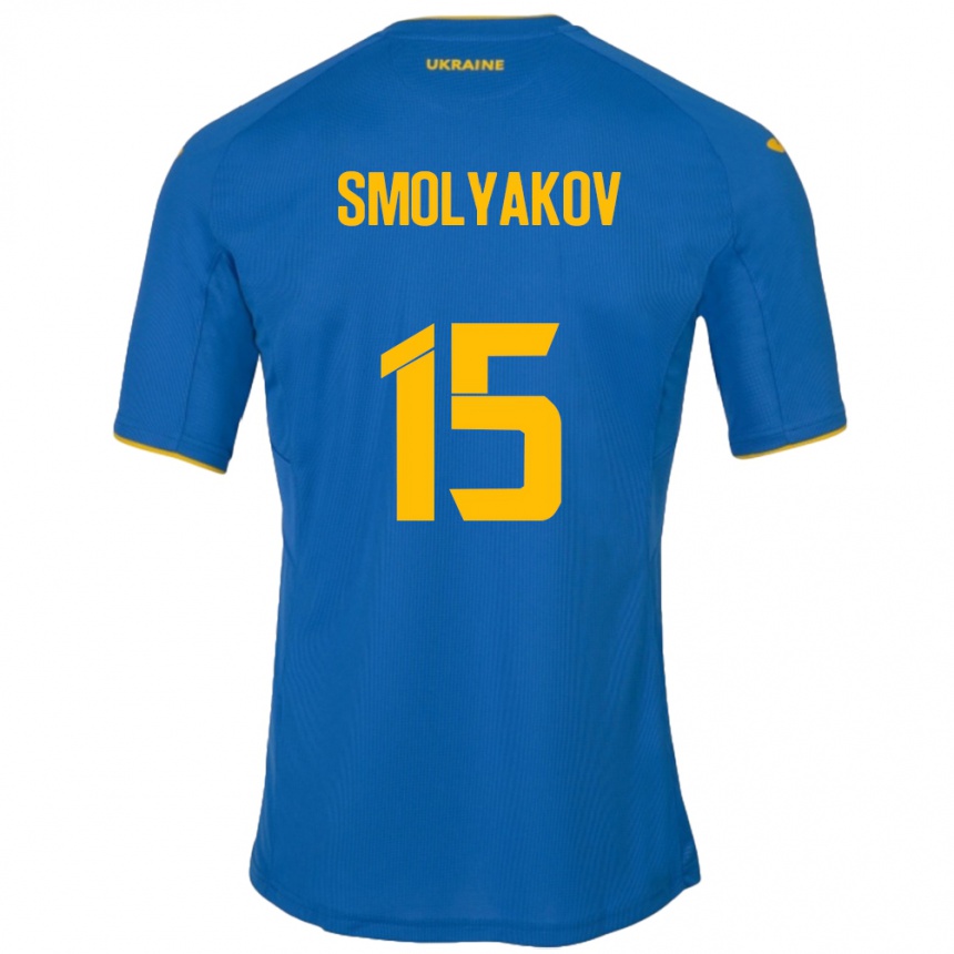 Niño Fútbol Camiseta Ucrania Artem Smolyakov #15 Azul 2ª Equipación 24-26