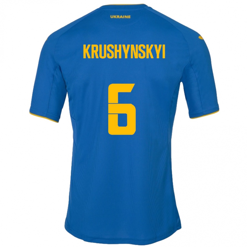 Niño Fútbol Camiseta Ucrania Borys Krushynskyi #6 Azul 2ª Equipación 24-26