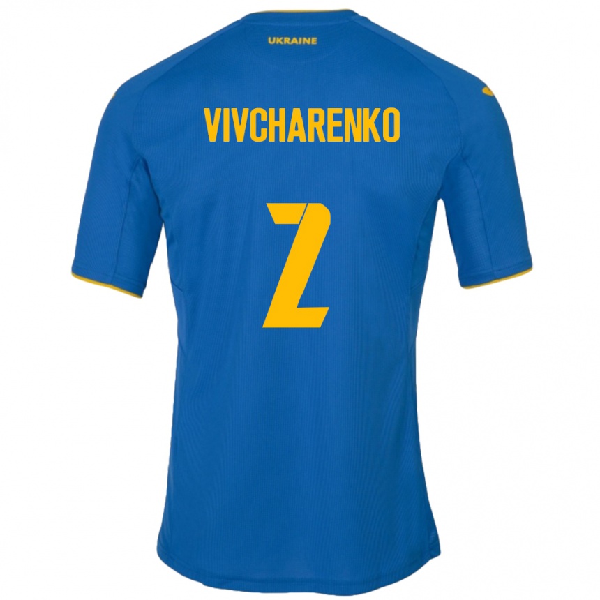 Niño Fútbol Camiseta Ucrania Kostyantyn Vivcharenko #2 Azul 2ª Equipación 24-26