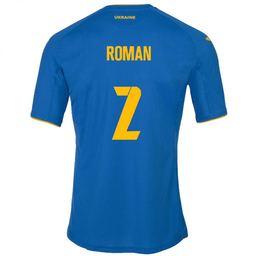 Niño Fútbol Camiseta Ucrania Vitaliy Roman #2 Azul 2ª Equipación 24-26