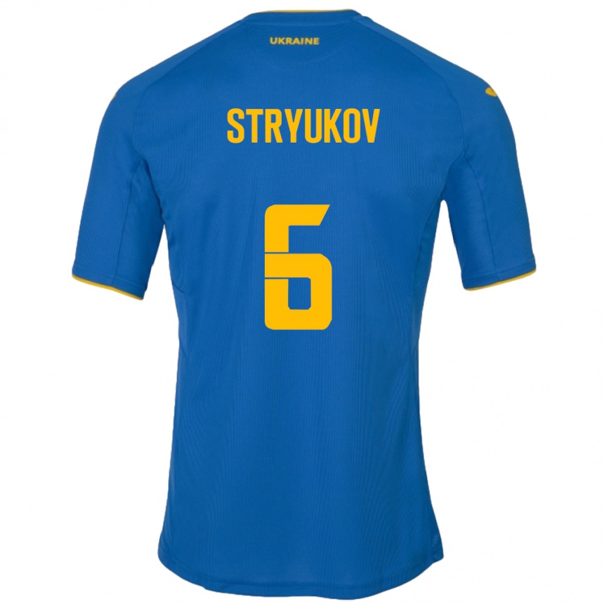 Niño Fútbol Camiseta Ucrania Maksym Stryukov #6 Azul 2ª Equipación 24-26