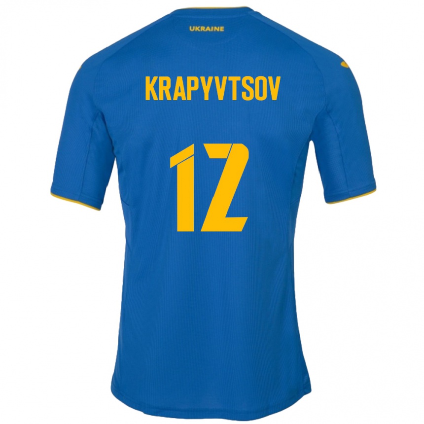 Niño Fútbol Camiseta Ucrania Vladyslav Krapyvtsov #12 Azul 2ª Equipación 24-26