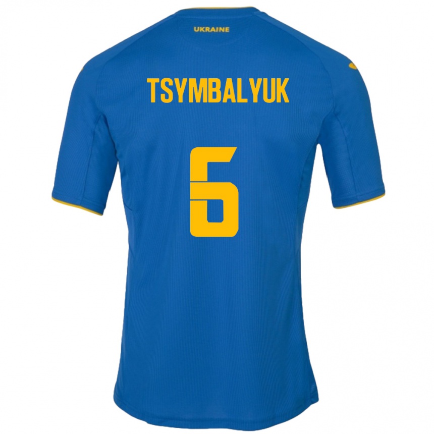 Niño Fútbol Camiseta Ucrania Maksym Tsymbalyuk #6 Azul 2ª Equipación 24-26