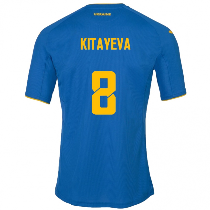 Niño Fútbol Camiseta Ucrania Tetyana Kitayeva #8 Azul 2ª Equipación 24-26