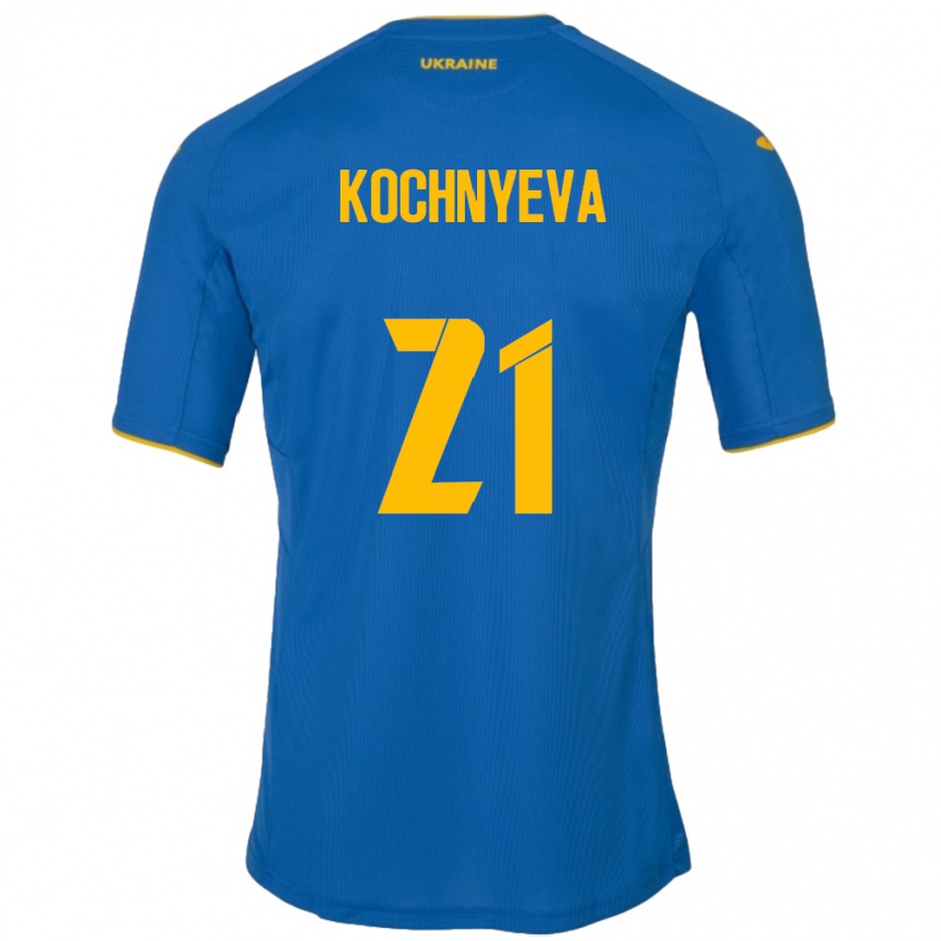 Niño Fútbol Camiseta Ucrania Iryna Kochnyeva #21 Azul 2ª Equipación 24-26