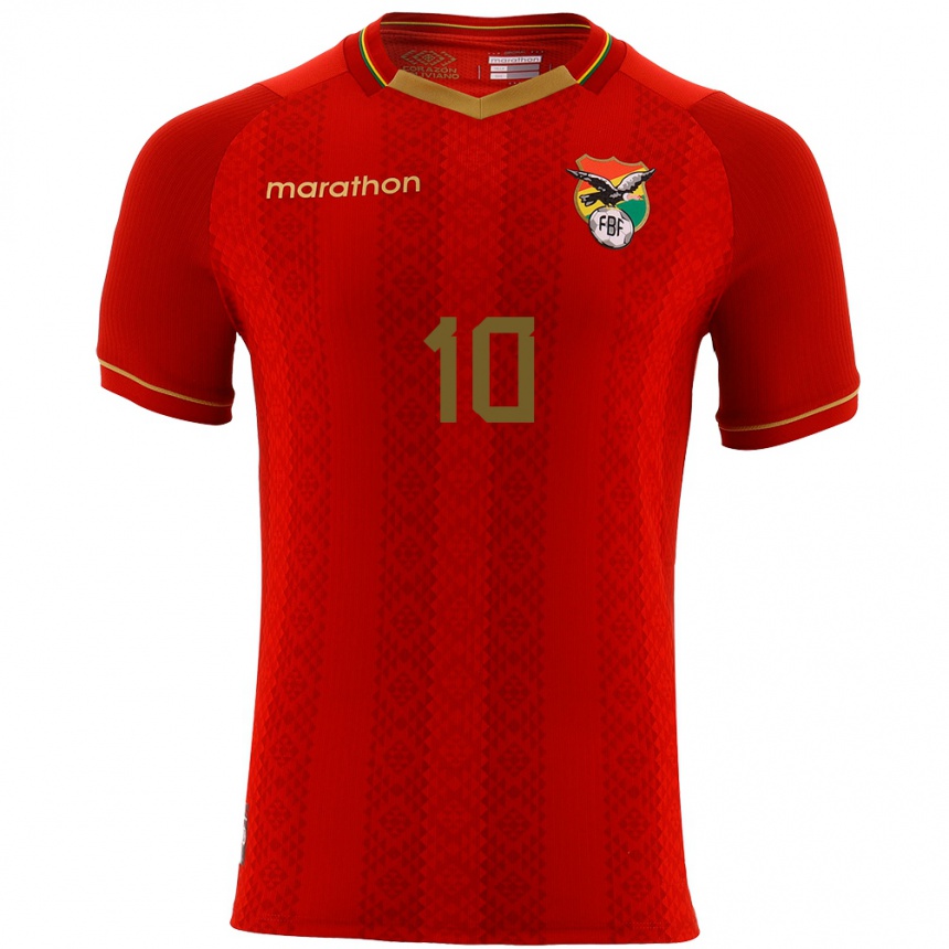 Niño Fútbol Camiseta Bolivia Leonardo Viviani #10 Rojo 2ª Equipación 24-26