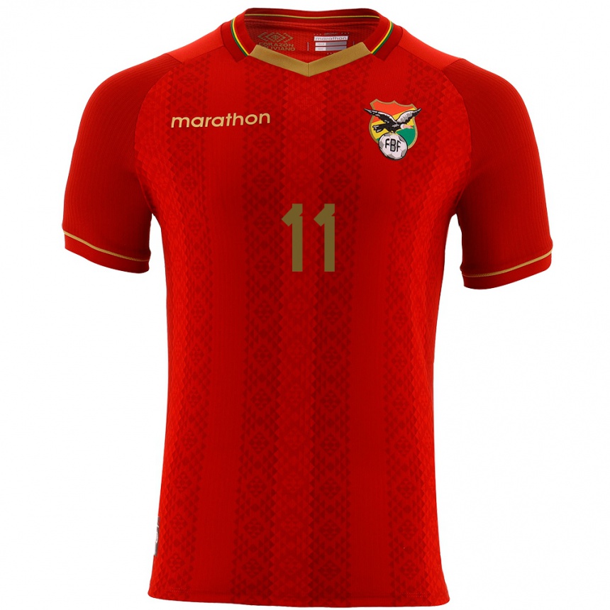 Niño Fútbol Camiseta Bolivia Carmelo Algarañaz #11 Rojo 2ª Equipación 24-26