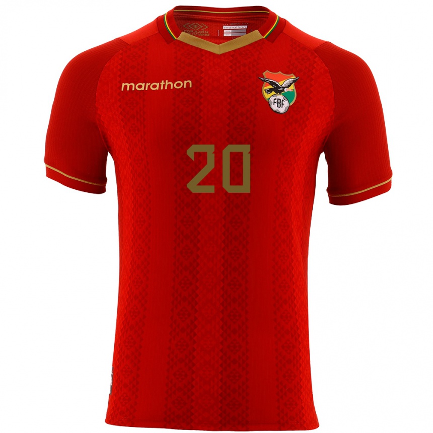 Niño Fútbol Camiseta Bolivia Diego Parrado #20 Rojo 2ª Equipación 24-26