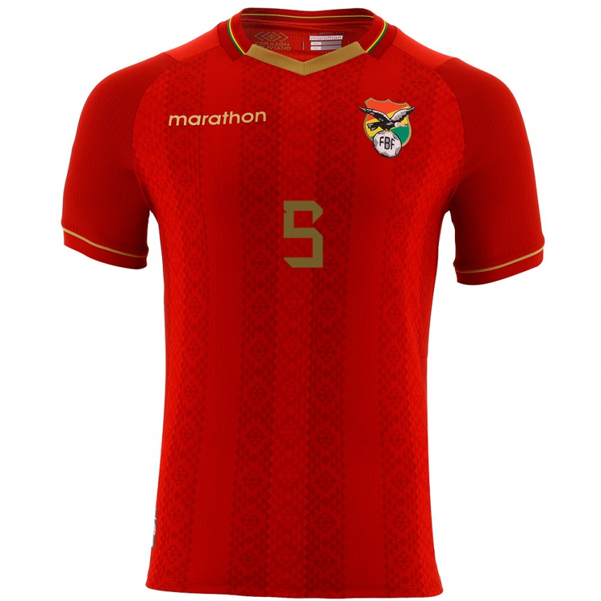 Niño Fútbol Camiseta Bolivia Ervin Vaca #5 Rojo 2ª Equipación 24-26