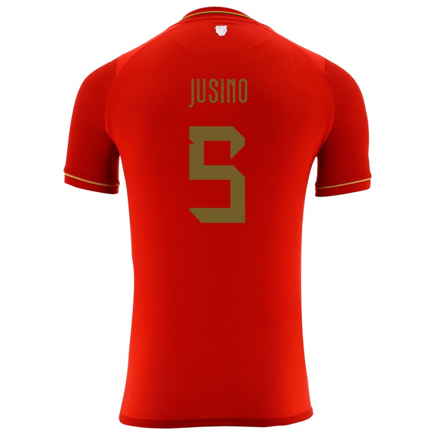 Niño Fútbol Camiseta Bolivia Adrián Jusino #5 Rojo 2ª Equipación 24-26