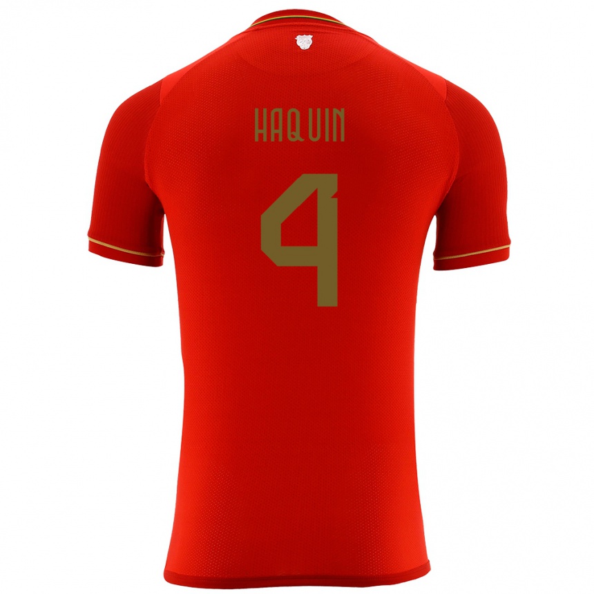 Niño Fútbol Camiseta Bolivia Luis Haquín #4 Rojo 2ª Equipación 24-26