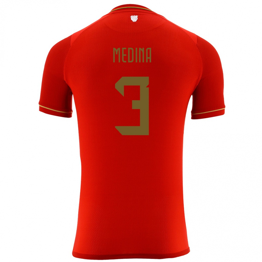 Niño Fútbol Camiseta Bolivia Diego Medina #3 Rojo 2ª Equipación 24-26