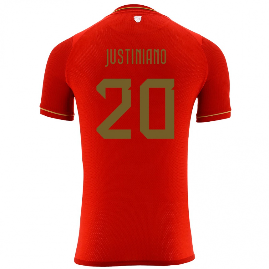 Niño Fútbol Camiseta Bolivia Leonardo Justiniano #20 Rojo 2ª Equipación 24-26