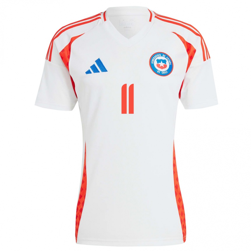 Niño Fútbol Camiseta Chile Alejandro Hales #11 Blanco 2ª Equipación 24-26