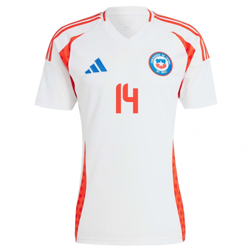 Niño Fútbol Camiseta Chile Cristián Zavala #14 Blanco 2ª Equipación 24-26