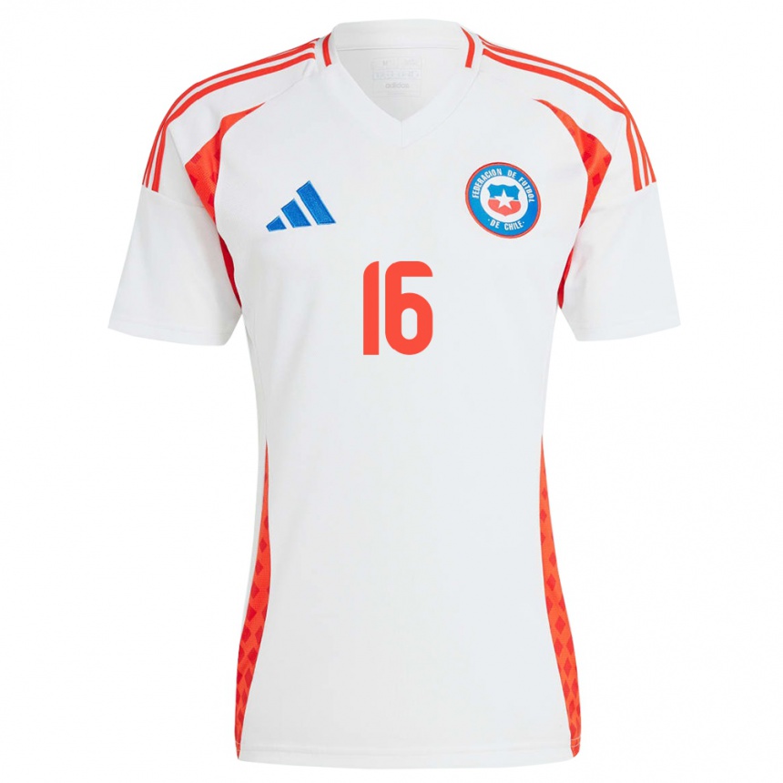 Niño Fútbol Camiseta Chile Jeison Fuentealba #16 Blanco 2ª Equipación 24-26