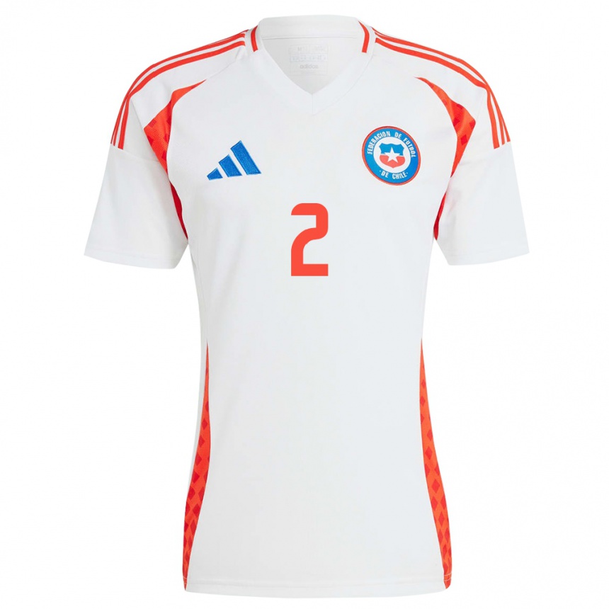 Niño Fútbol Camiseta Chile Maicol León #2 Blanco 2ª Equipación 24-26