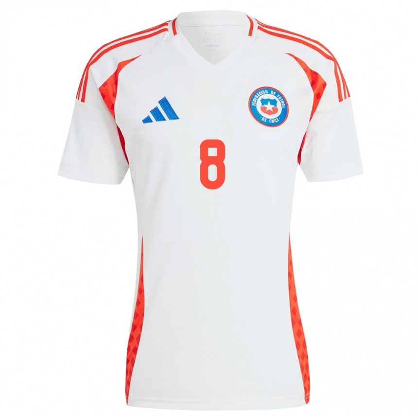 Niño Fútbol Camiseta Chile Karen Araya #8 Blanco 2ª Equipación 24-26