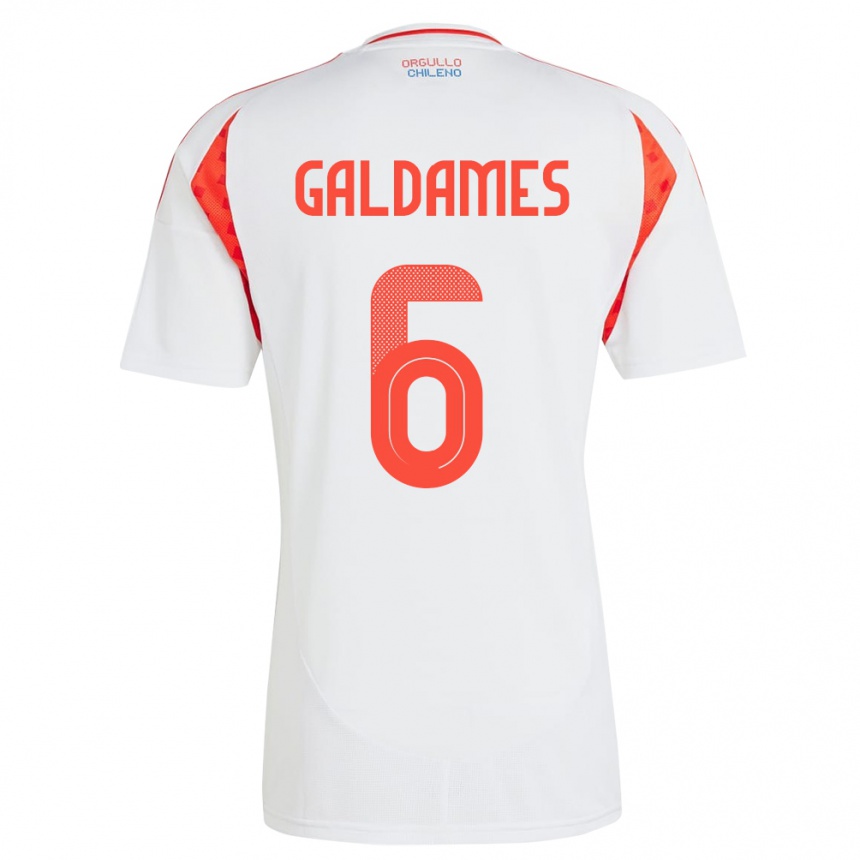 Niño Fútbol Camiseta Chile Thomas Galdames #6 Blanco 2ª Equipación 24-26