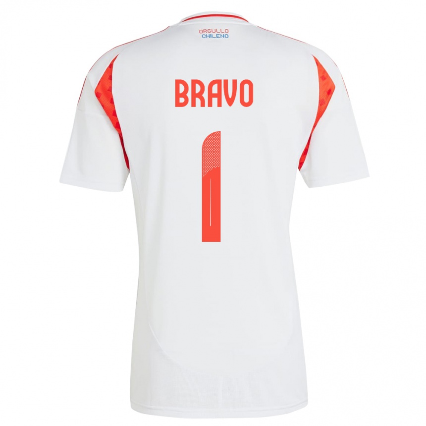 Niño Fútbol Camiseta Chile Claudio Bravo #1 Blanco 2ª Equipación 24-26