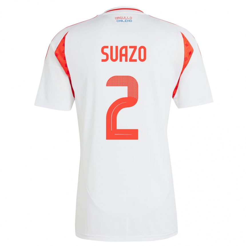 Niño Fútbol Camiseta Chile Gabriel Suazo #2 Blanco 2ª Equipación 24-26