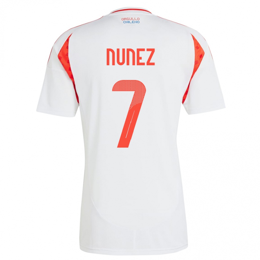 Niño Fútbol Camiseta Chile Marcelino Núñez #7 Blanco 2ª Equipación 24-26