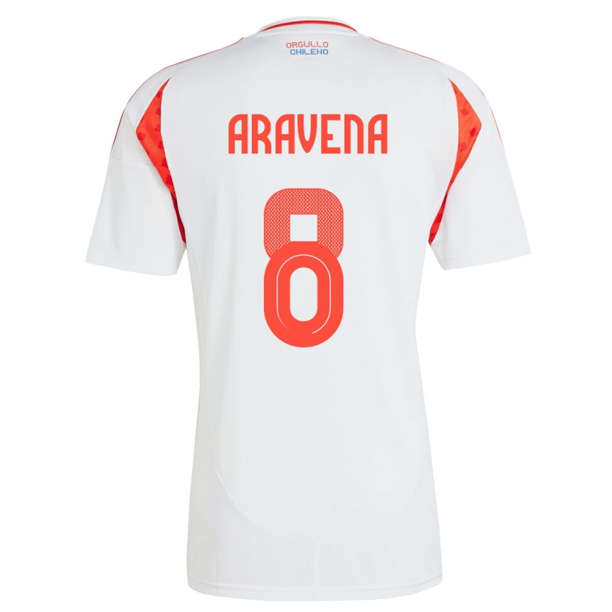 Niño Fútbol Camiseta Chile Alexander Aravena #8 Blanco 2ª Equipación 24-26