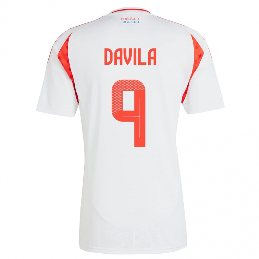 Niño Fútbol Camiseta Chile Víctor Dávila #9 Blanco 2ª Equipación 24-26