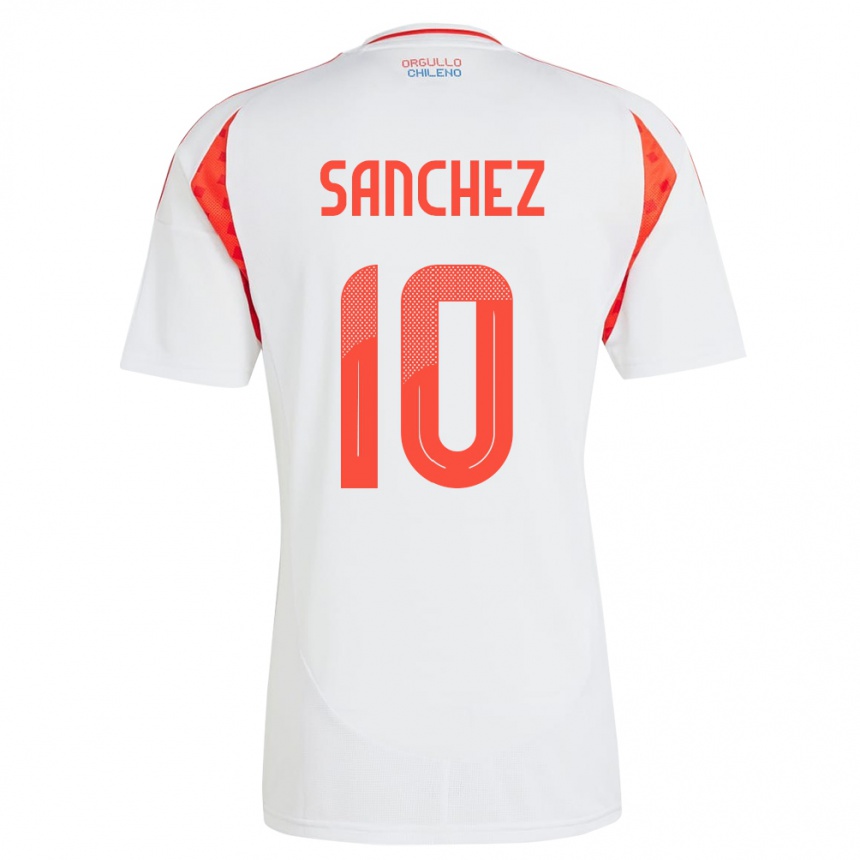 Niño Fútbol Camiseta Chile Alexis Sánchez #10 Blanco 2ª Equipación 24-26