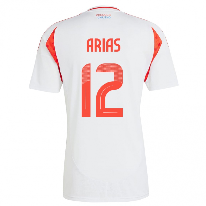 Niño Fútbol Camiseta Chile Gabriel Arias #12 Blanco 2ª Equipación 24-26