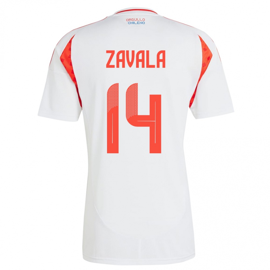 Niño Fútbol Camiseta Chile Cristián Zavala #14 Blanco 2ª Equipación 24-26