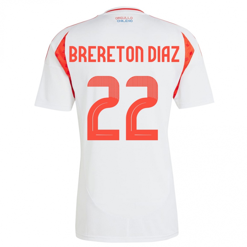 Niño Fútbol Camiseta Chile Ben Brereton Díaz #22 Blanco 2ª Equipación 24-26